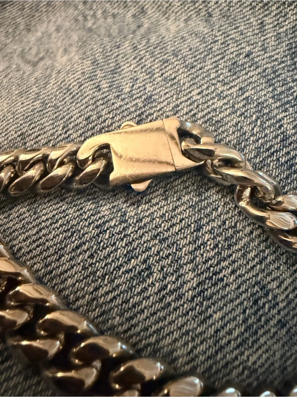 Chunky Silver Chain Bracelet - Classic Cuban Link marked SLC Stainless steel